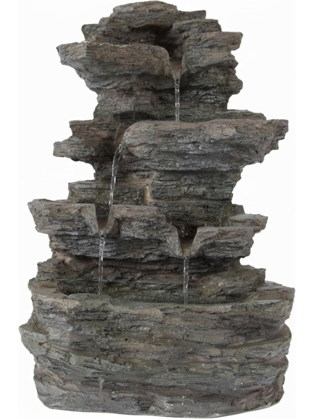 Cascading Rock Waterfall Fountain with Lights for Tabletop Decor, Gray